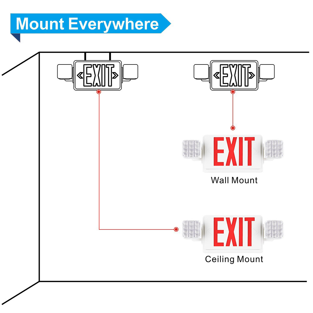 Exit Sign with EmeRed Emergency Exit Lights with Battery Backup - 1 Pac Exit Sign with EmeRed Emergency Exit Lights with Battery Backup - 1 Pac